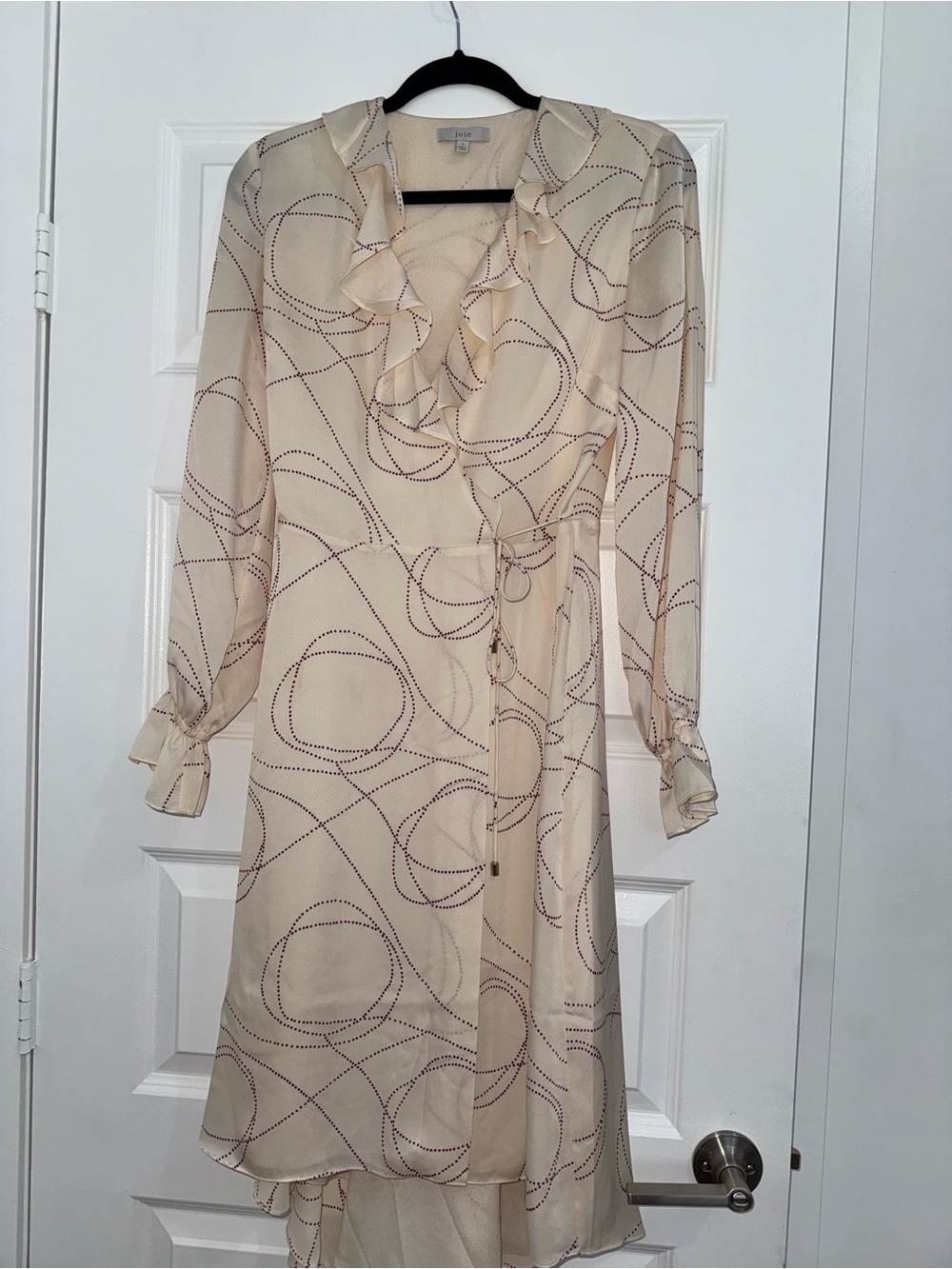 Joie Cream Long-Sleeve Ruffle Wrap Dress